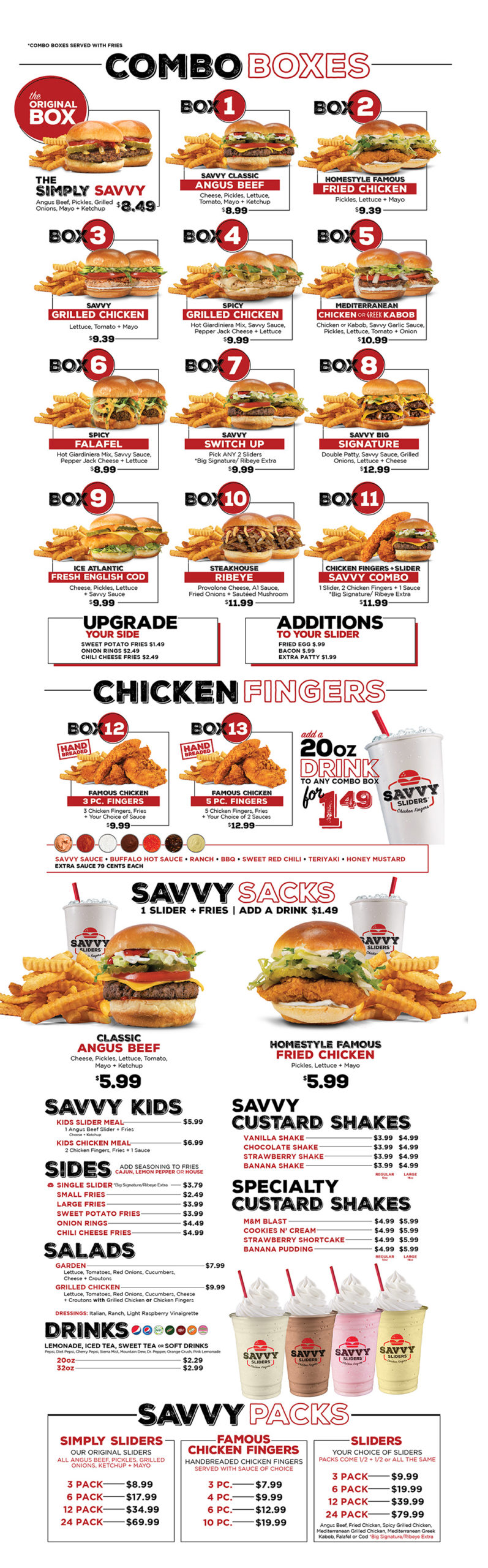 Lunch/Dinner Menu Savvy Sliders