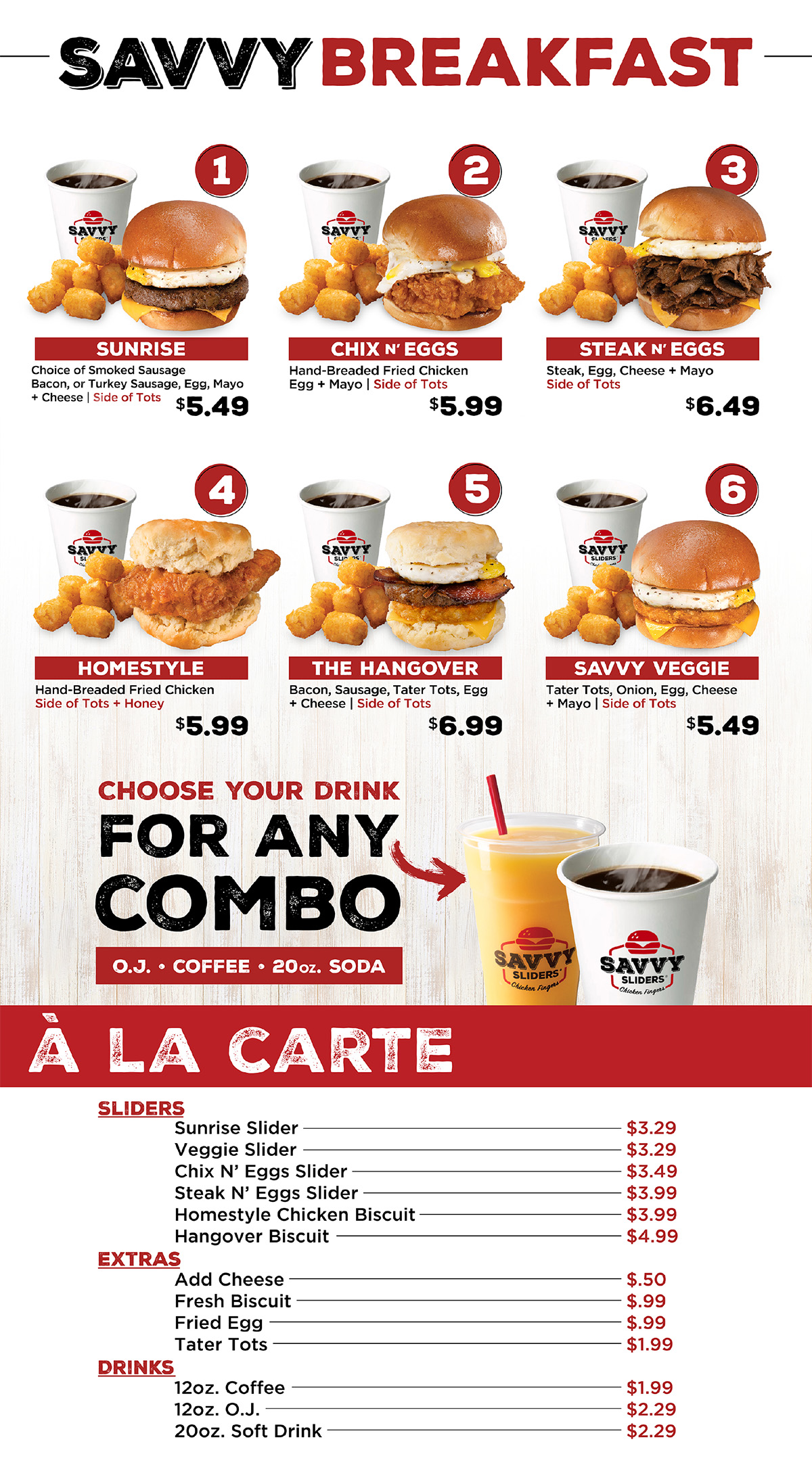 SavvySliders_BreakfastMenu_Nov2022 Savvy Sliders Breakfast Menu - January 2022