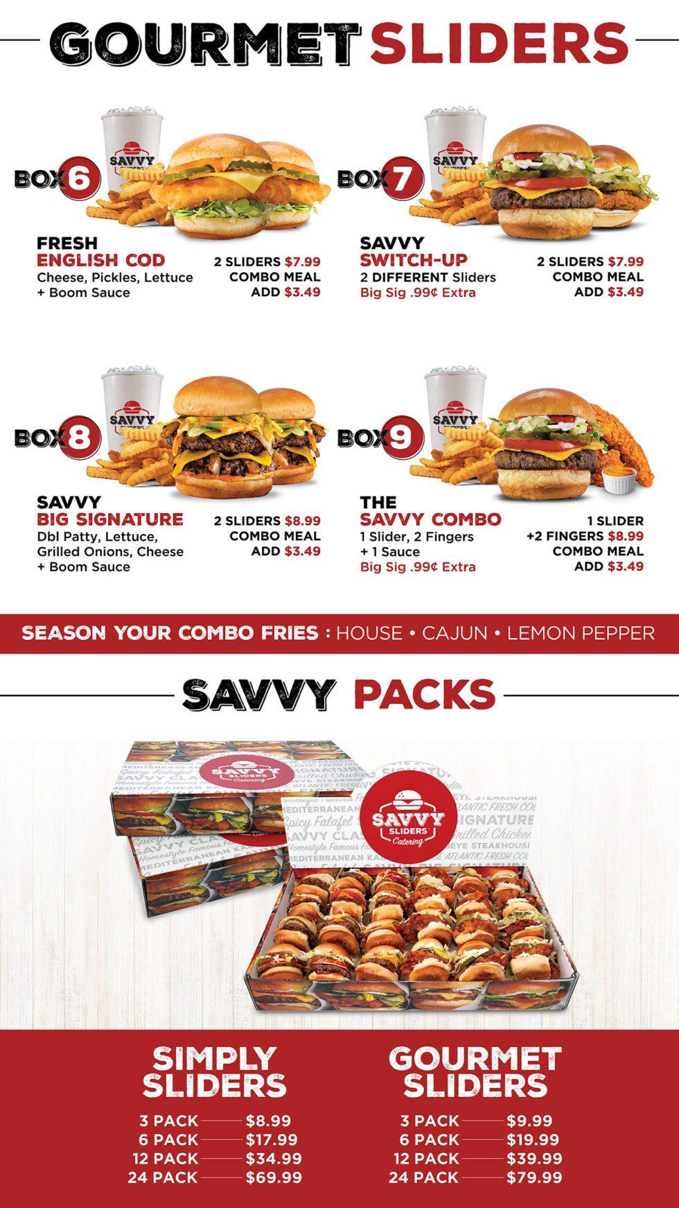 Lunch/Dinner Menu Savvy Sliders