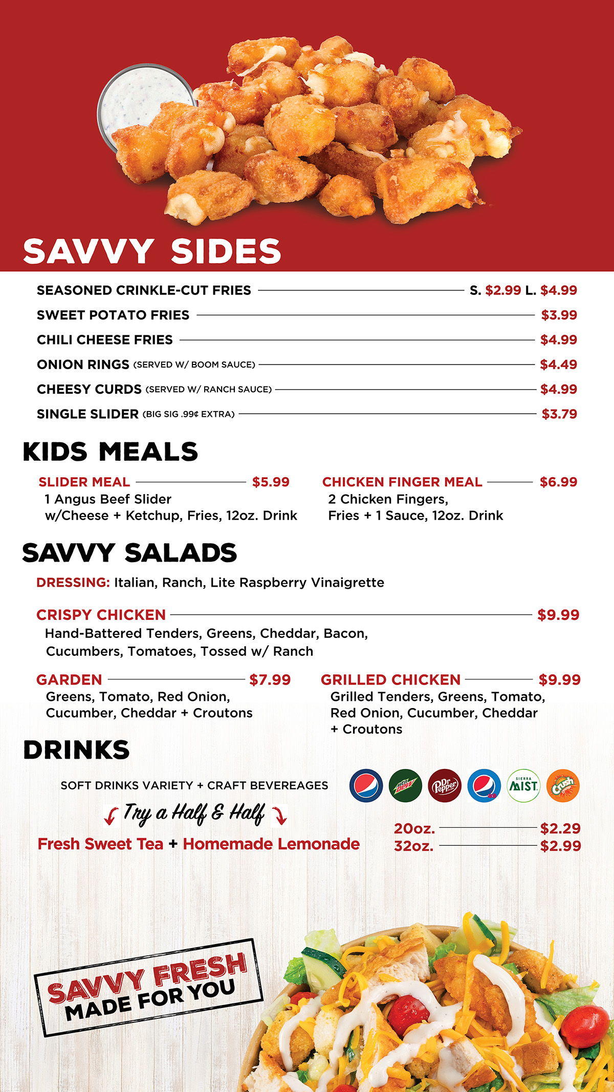 Savvy Sliders Menu